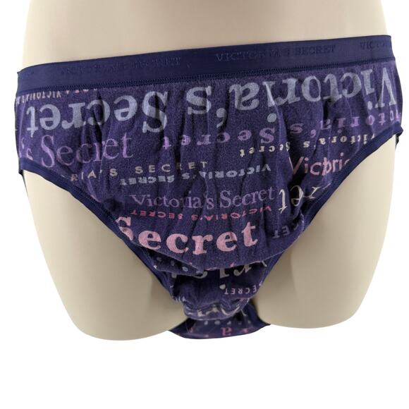 Victoria's Secret Panty Cotton High Leg All Over Print Logo Xlarge Comfort - Picture 1 of 6